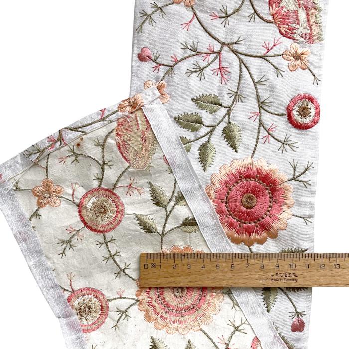 インド刺繍リボン50cm切り売り クライミング フラワー ピンク 13cm幅 花  HC R-0848 | 5枚目