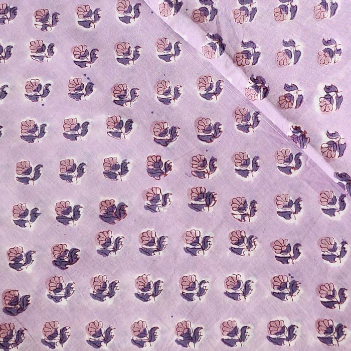 インド ブロックプリント生地 [50cm単位切り売り] サンガネリ ミニフラワー モーブピンク SA 花 IF0468