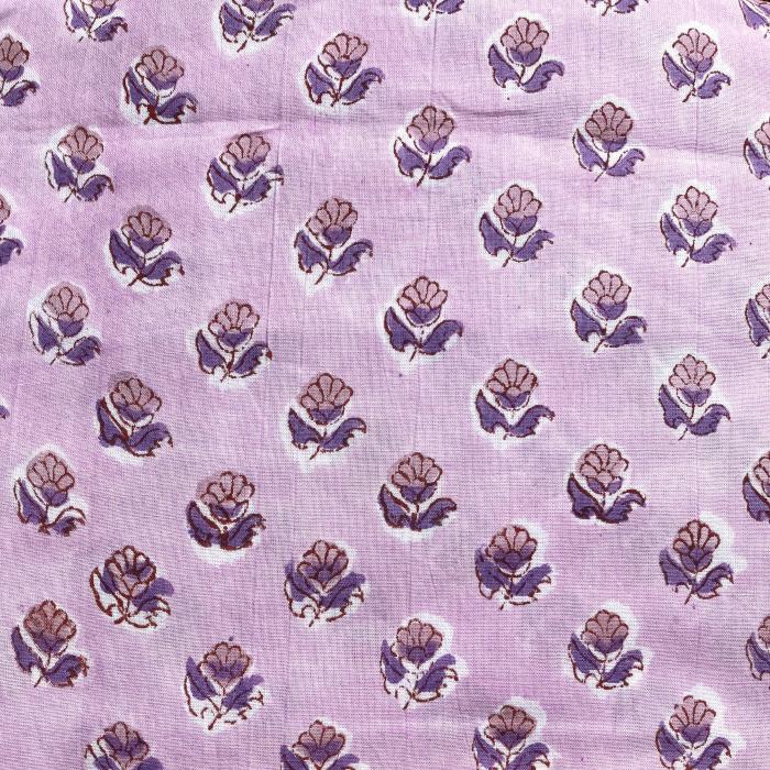 インド ブロックプリント生地 [50cm単位切り売り] サンガネリ ミニフラワー モーブピンク SA 花 IF0468 | 2枚目