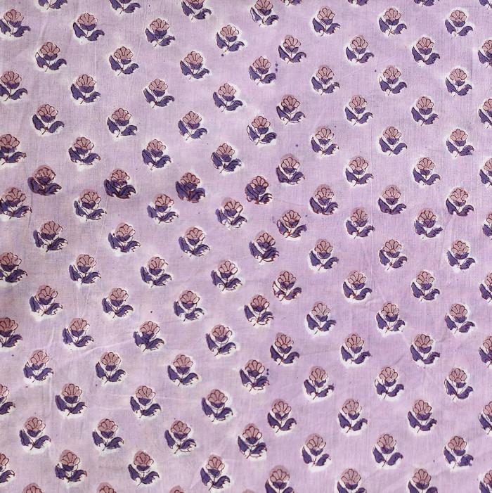 インド ブロックプリント生地 [50cm単位切り売り] サンガネリ ミニフラワー モーブピンク SA 花 IF0468 | 3枚目