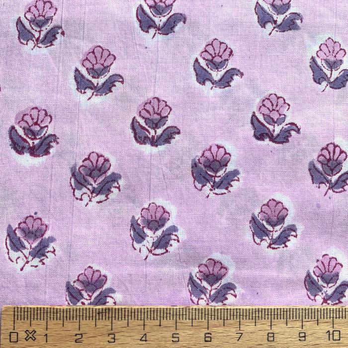 インド ブロックプリント生地 [50cm単位切り売り] サンガネリ ミニフラワー モーブピンク SA 花 IF0468 | 4枚目