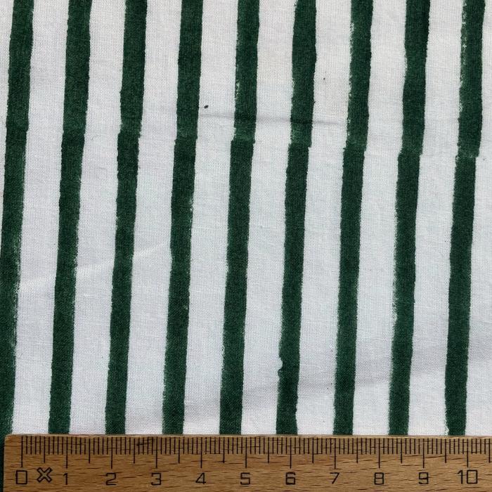 インド ブロックプリント生地 [50cm単位切売] サンガネリ ストライプ グリーン ボーダー 縞柄 緑 IF0483 | 3枚目