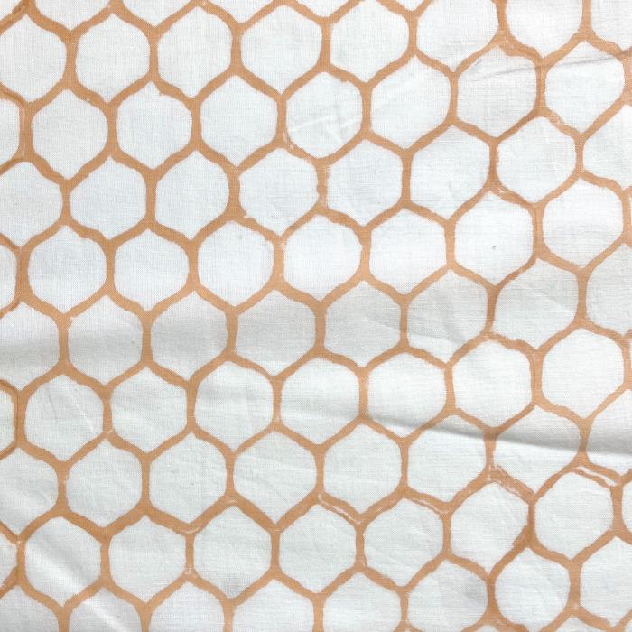 インド ブロックプリント生地 [50cm単位切売] サンガネリ ハニカム イエロー 蜂の巣 IF0481 | 2枚目