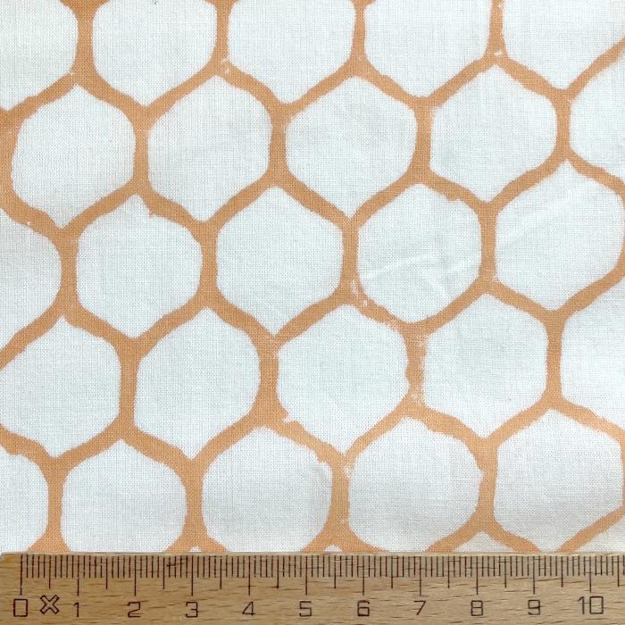 インド ブロックプリント生地 [50cm単位切売] サンガネリ ハニカム イエロー 蜂の巣 IF0481 | 3枚目