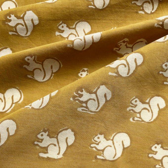 インド ブロックプリント生地 ミニカットクロス5枚セットBagru りす ファブリック はぎれIF0488 | 4枚目