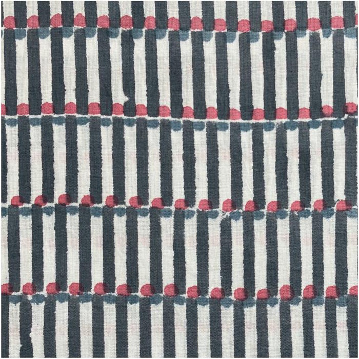 インド ブロックプリント生地 [50cm単位切り売り] サンガネリ ポップ ストライプ ブルーB 青 PP IF0495 | 2枚目