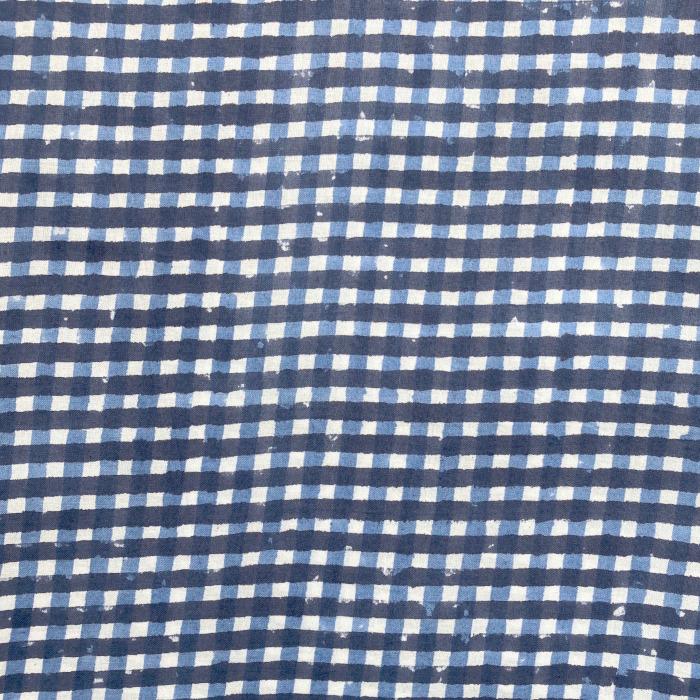 インド ブロックプリント生地 [50cm単位] サンガネリ ギンガムチェック ライトブルーXブルーPP IF0497 | 2枚目