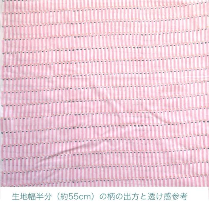 インド ブロックプリント生地 [50cm単位切り売り] サンガネリ ポップ ストライプ ピンク 青 PP IF0119 | 4枚目
