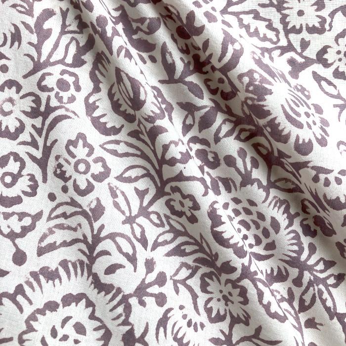 インド ブロックプリント生地 [50cm単位] サンガネリ フラワー フィールド パープル 花 PP