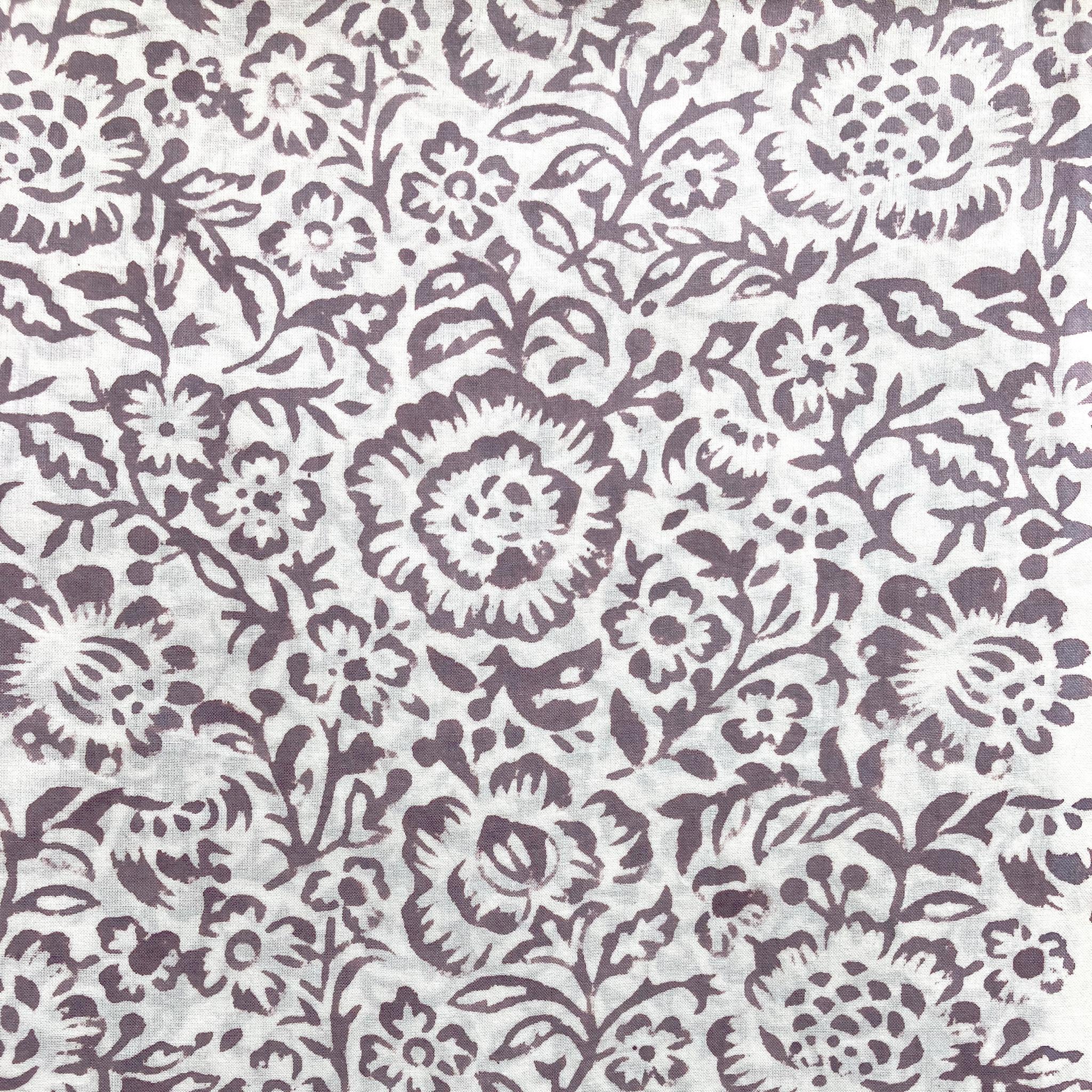 インド ブロックプリント生地 [50cm単位] サンガネリ フラワー フィールド パープル 花 PP | 2枚目