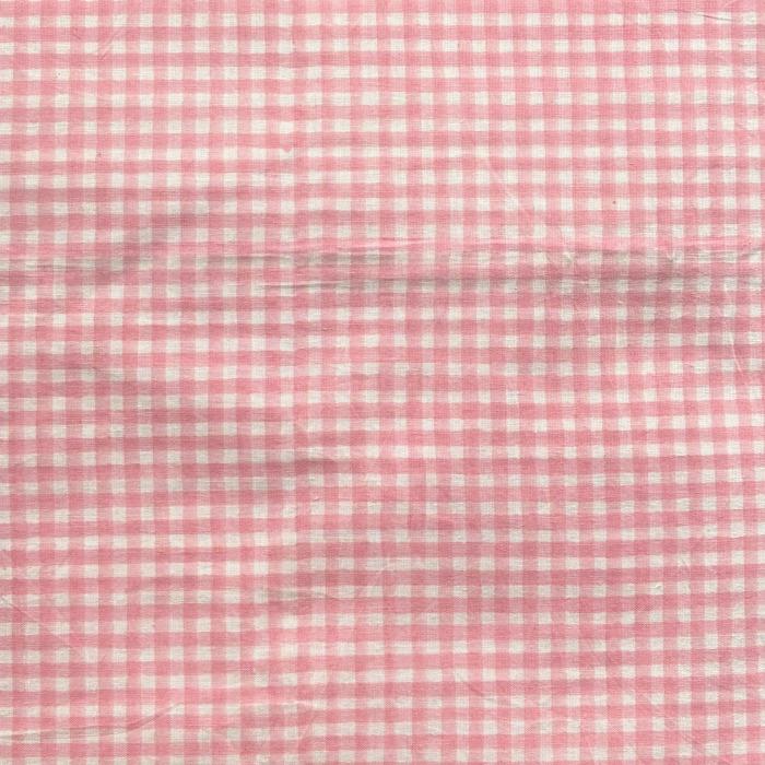 インド ブロックプリント生地 [50cm単位] Sanganeriギンガムチェック ピンク ベビーピンク IF0488 | 2枚目