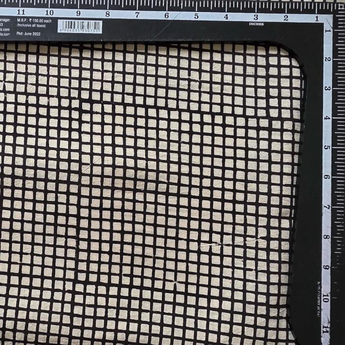 インド ブロックプリント生地 [50cm単位切売] バグルー モノクロ  ミニチェック 網目 SA IF0639 | 6枚目