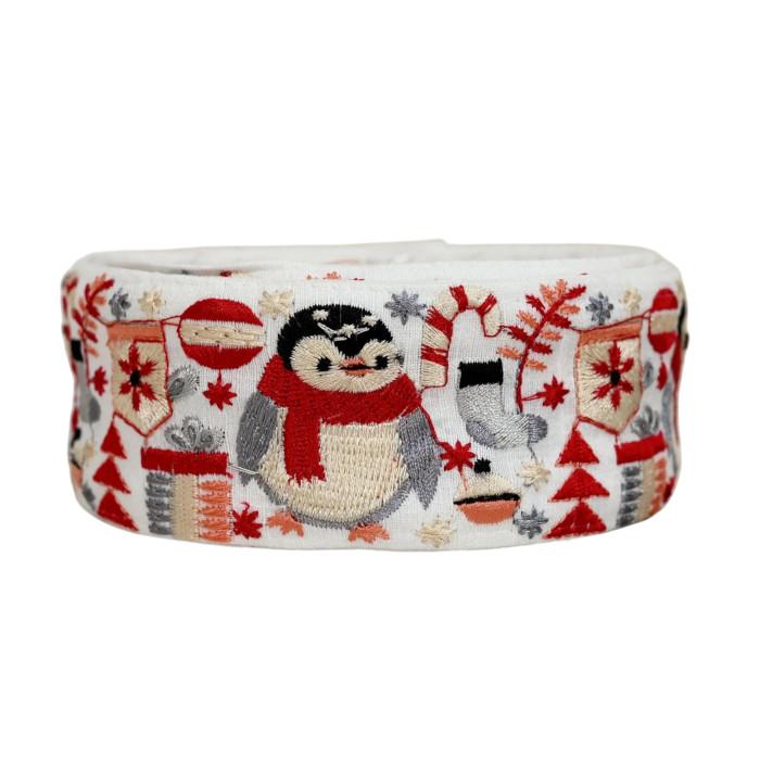 インド刺繍リボン50cm切り売り クリスマスのペンギン 5cm幅 冬 HC R-07931枚目の画像